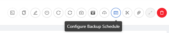 Configure Backup Schedule action in the VM toolbar